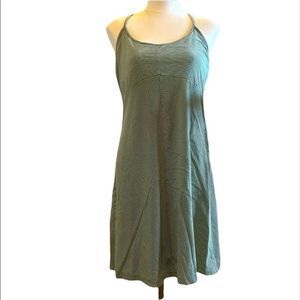 PATAGONIA Sprint Dress Green and dark blue striped keyhole back - Large